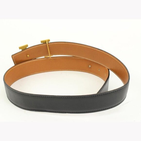 Hermès Black x Brown 32mm H Logo Belt Kit Gold Buckle 3h318s main image 12